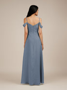 KissDress-Agate Neptune A Line Chiffon Off the Shoulder Long Bridesmaid Dress