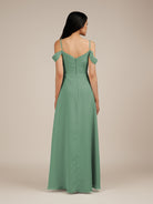 KissDress-Agate Sea Glass A Line Chiffon Off the Shoulder Long Bridesmaid Dress