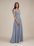KissDress-Agate Twilight A Line Chiffon Off the Shoulder Long Bridesmaid Dress