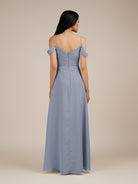 KissDress-Agate Twilight A Line Chiffon Off the Shoulder Long Bridesmaid Dress