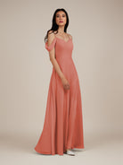KissDress-Agate Wild Rose A Line Chiffon Off the Shoulder Long Bridesmaid Dress
