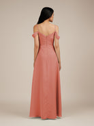 KissDress-Agate Wild Rose A Line Chiffon Off the Shoulder Long Bridesmaid Dress