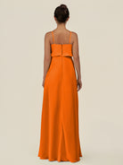 KissDress-Alix Cinnamon A Line Chiffon V Neck Ruffled Overlay Long Bridesmaid Dress
