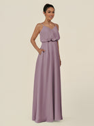KissDress-Alix Dusk A Line Chiffon V Neck Ruffled Overlay Long Bridesmaid Dress