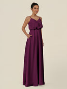 KissDress-Alix Fig A Line Chiffon V Neck Ruffled Overlay Long Bridesmaid Dress