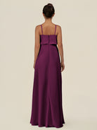 KissDress-Alix Fig A Line Chiffon V Neck Ruffled Overlay Long Bridesmaid Dress
