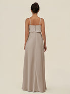 KissDress-Alix Frost A Line Chiffon V Neck Ruffled Overlay Long Bridesmaid Dress