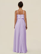 KissDress-Alix Lavender A Line Chiffon V Neck Ruffled Overlay Long Bridesmaid Dress