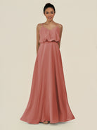 KissDress-Alix Mulberry A Line Chiffon V Neck Ruffled Overlay Long Bridesmaid Dress