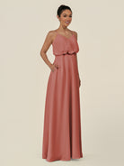 KissDress-Alix Mulberry A Line Chiffon V Neck Ruffled Overlay Long Bridesmaid Dress