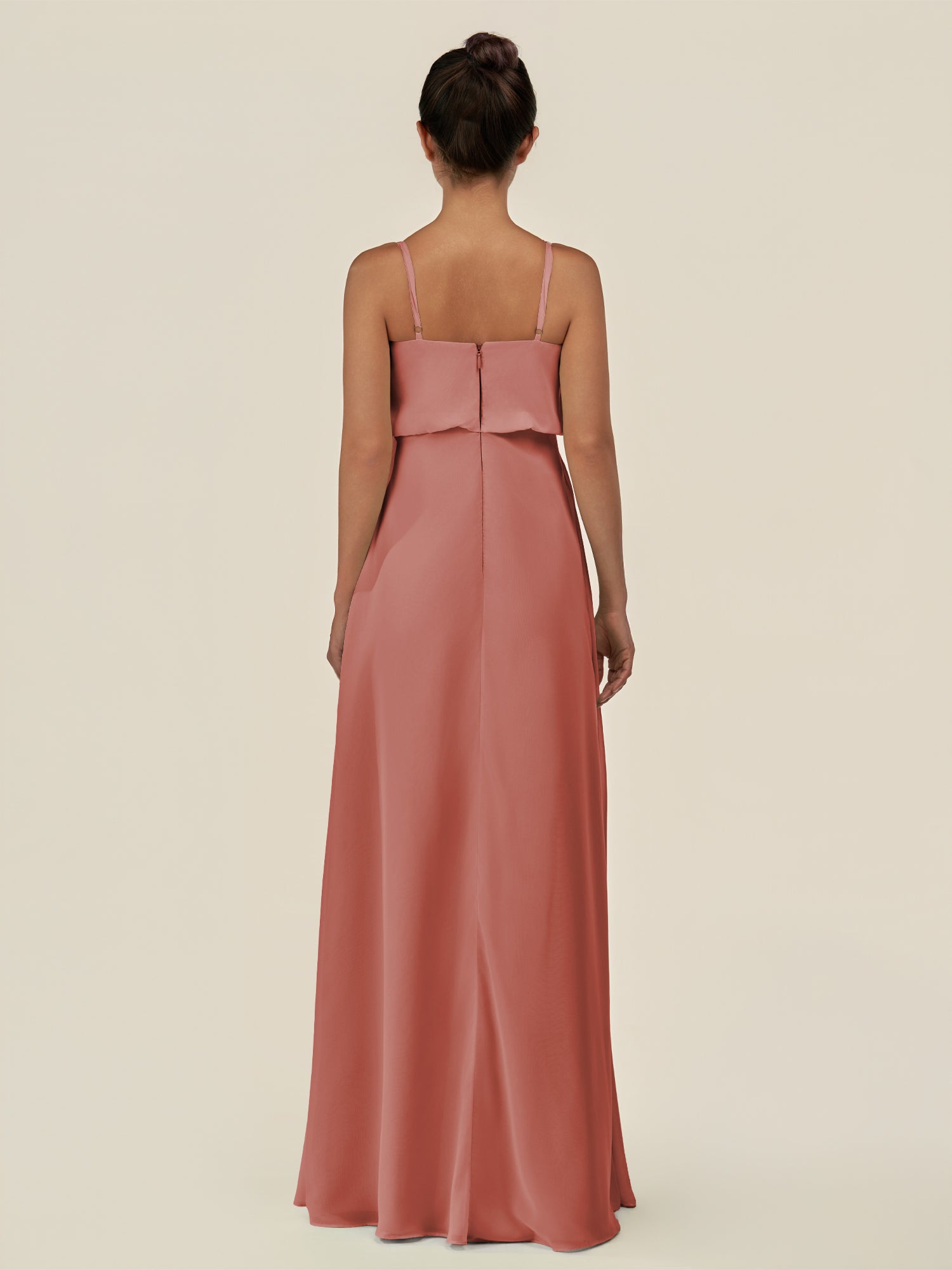 KissDress-Alix Mulberry A Line Chiffon V Neck Ruffled Overlay Long Bridesmaid Dress