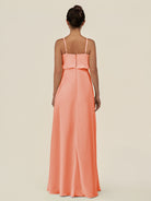 KissDress-Alix Rosette A Line Chiffon V Neck Ruffled Overlay Long Bridesmaid Dress