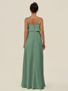 KissDress-Alix Sea Glass A Line Chiffon V Neck Ruffled Overlay Long Bridesmaid Dress