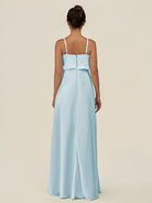 KissDress-Alix Sky Blue A Line Chiffon V Neck Ruffled Overlay Long Bridesmaid Dress
