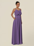 KissDress-Alix Tahiti A Line Chiffon V Neck Ruffled Overlay Long Bridesmaid Dress