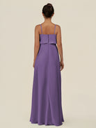 KissDress-Alix Tahiti A Line Chiffon V Neck Ruffled Overlay Long Bridesmaid Dress