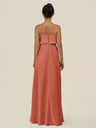 KissDress-Alix Wild Rose A Line Chiffon V Neck Ruffled Overlay Long Bridesmaid Dress