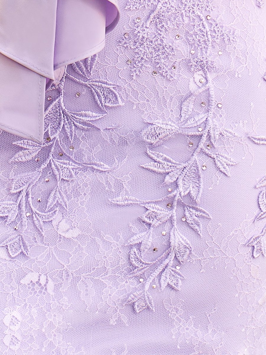 Anne |Sheath Sweetheart Lace Bow Short Homecoming Dress with Puff Sleeves - KissProm