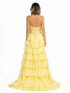 Ardea | Strapless A - Line Ruffle Long Prom Dress With Split - KissProm