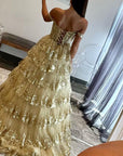 Princess Off the Shoulder Sequined Lace Prom Dress