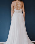 Beach Lace Chiffon Halter Sleeveless Open Back Wedding Dresses