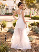 Beach Short Sweetheart Detachable Lace Wedding Dress With Tied Back - KissProm