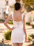 Beach Short Sweetheart Detachable Lace Wedding Dress With Tied Back - KissProm