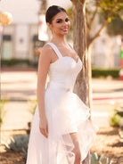 Beach Short Sweetheart Detachable Lace Wedding Dress With Tied Back - KissProm