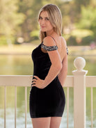 Delilah | Bodycon Velvet Deep V - Neck illusion Purple Beaded Homecoming Dress - KissProm