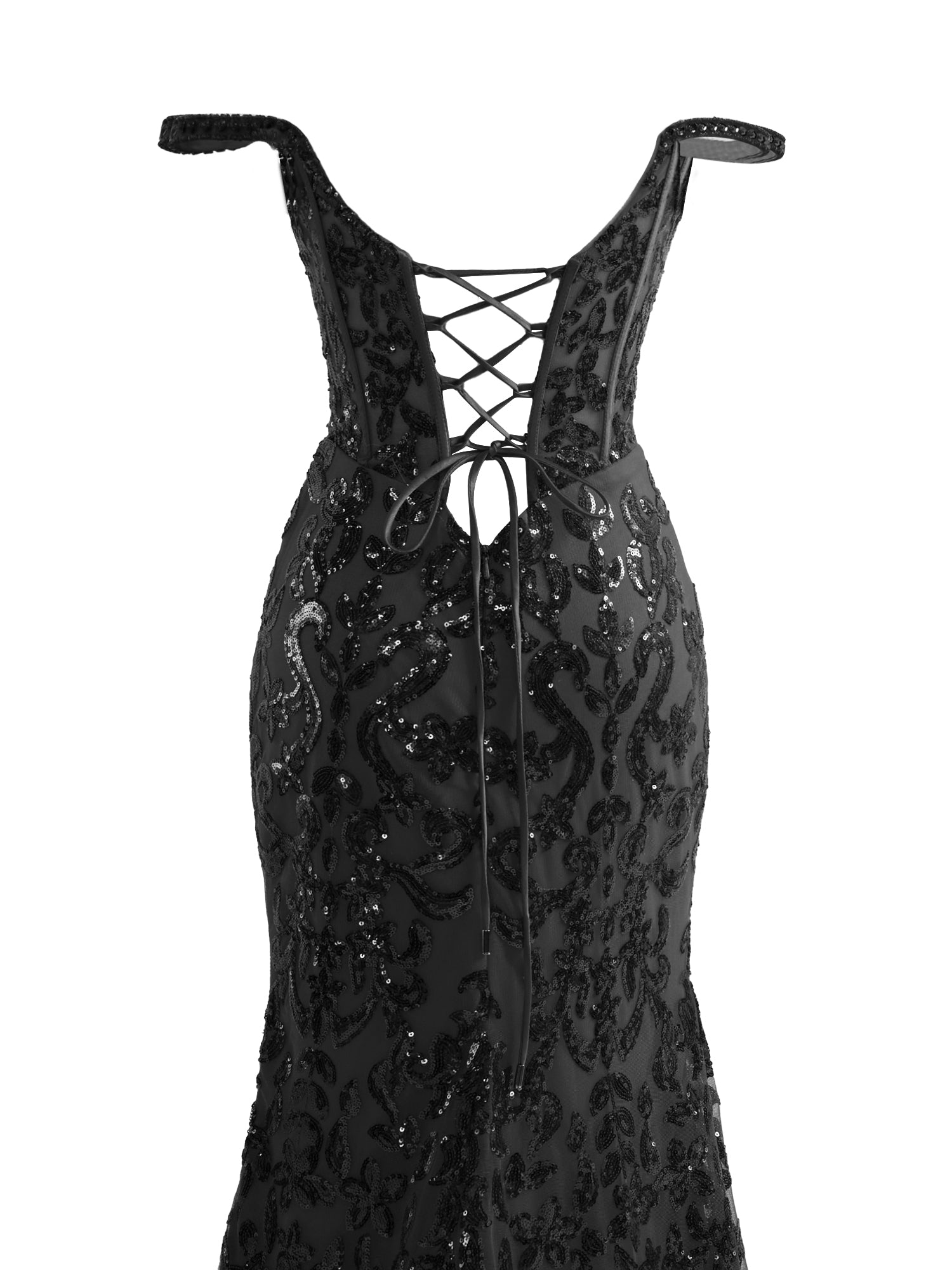 Black Sheath Sequins Long Prom Dress with Slit