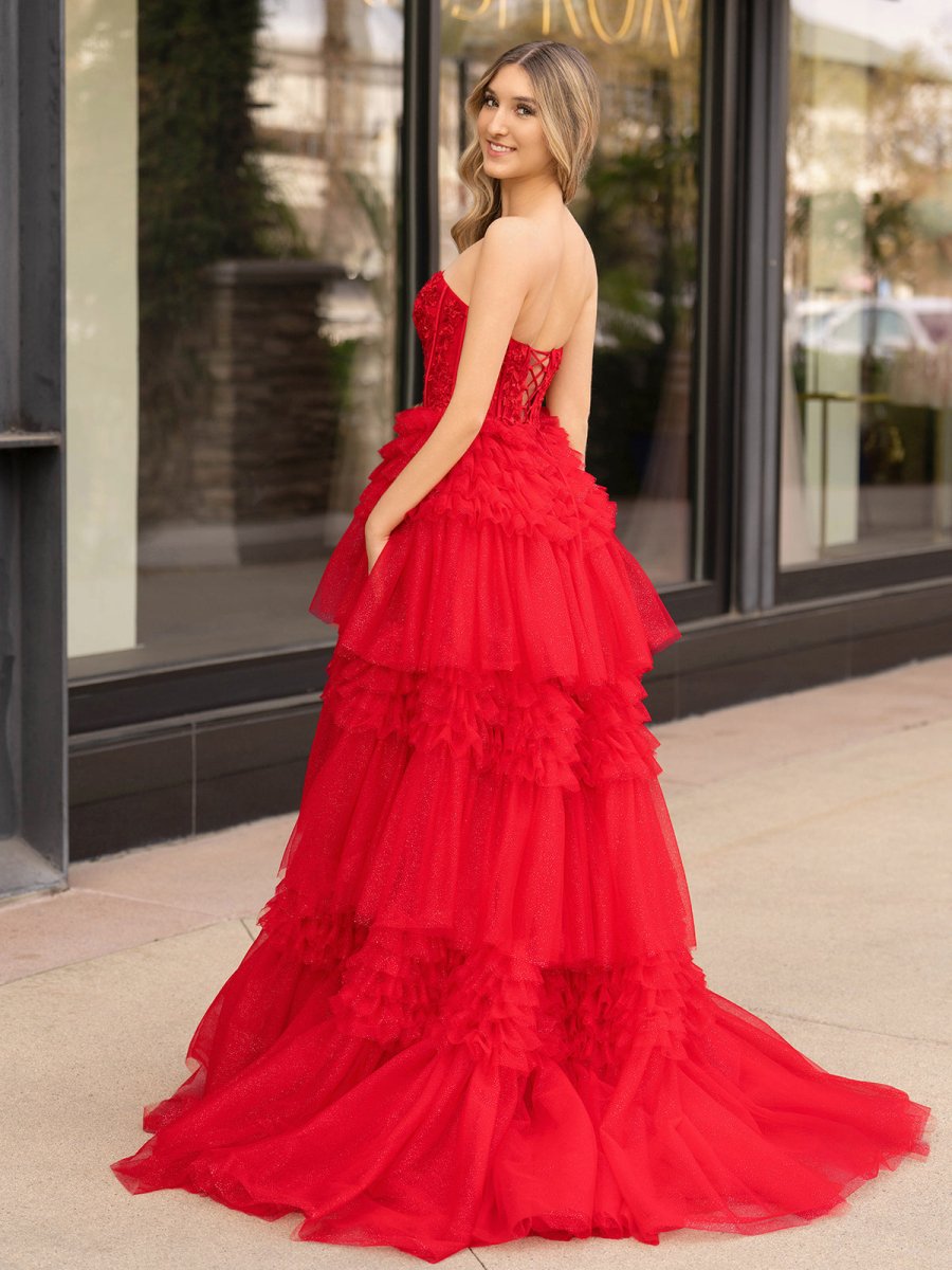 Adelyn |A - Line Sweetheart Tiered Long Tulle Prom Dress - KissProm