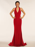 Simple Black Halter Backless Mermaid Long Prom Dress - KissProm