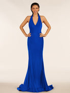 Simple Black Halter Backless Mermaid Long Prom Dress - KissProm
