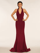 Simple Black Halter Backless Mermaid Long Prom Dress - KissProm