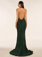 Simple Black Halter Backless Mermaid Long Prom Dress - KissProm