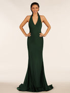 Simple Black Halter Backless Mermaid Long Prom Dress - KissProm
