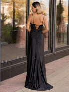 Beatrice | Sheath Black Long Appliques Prom Dress - KissProm