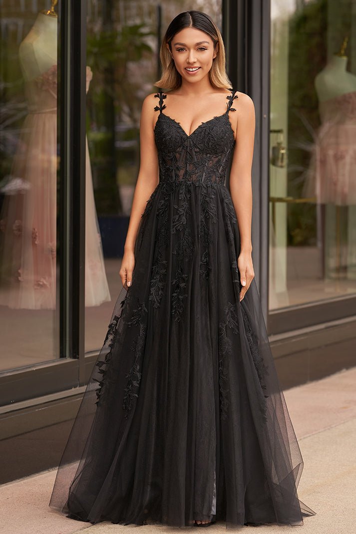 Mariana |A - line Sweetheart Lace Tulle Prom Dress with Slit - KissProm