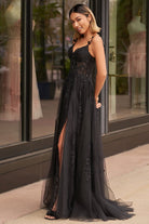 Mariana |A - line Sweetheart Lace Tulle Prom Dress with Slit - KissProm