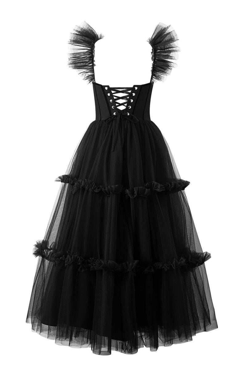 Katalina |A - Line Corset Ruffled Tulle Prom Dress - KissProm