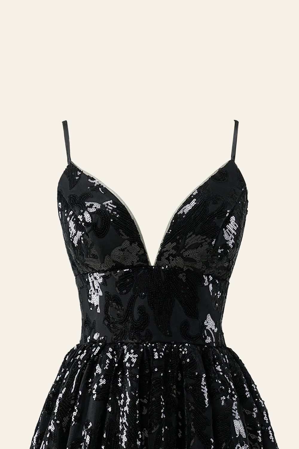 A-line Spaghetti Straps V Neck Lace Homecoming Dress