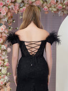 Elaina |Mermaid Deep V Neck Feather Lace Long Prom Dress - KissProm