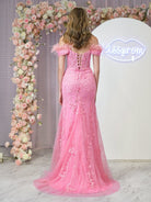 Elaina |Mermaid Deep V Neck Feather Lace Long Prom Dress - KissProm