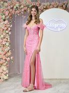 Elaina |Mermaid Deep V Neck Feather Lace Long Prom Dress - KissProm