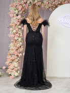 Elaina |Mermaid Deep V Neck Feather Lace Long Prom Dress - KissProm