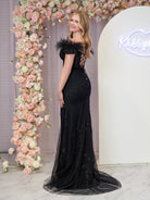 Elaina |Mermaid Deep V Neck Feather Lace Long Prom Dress - KissProm