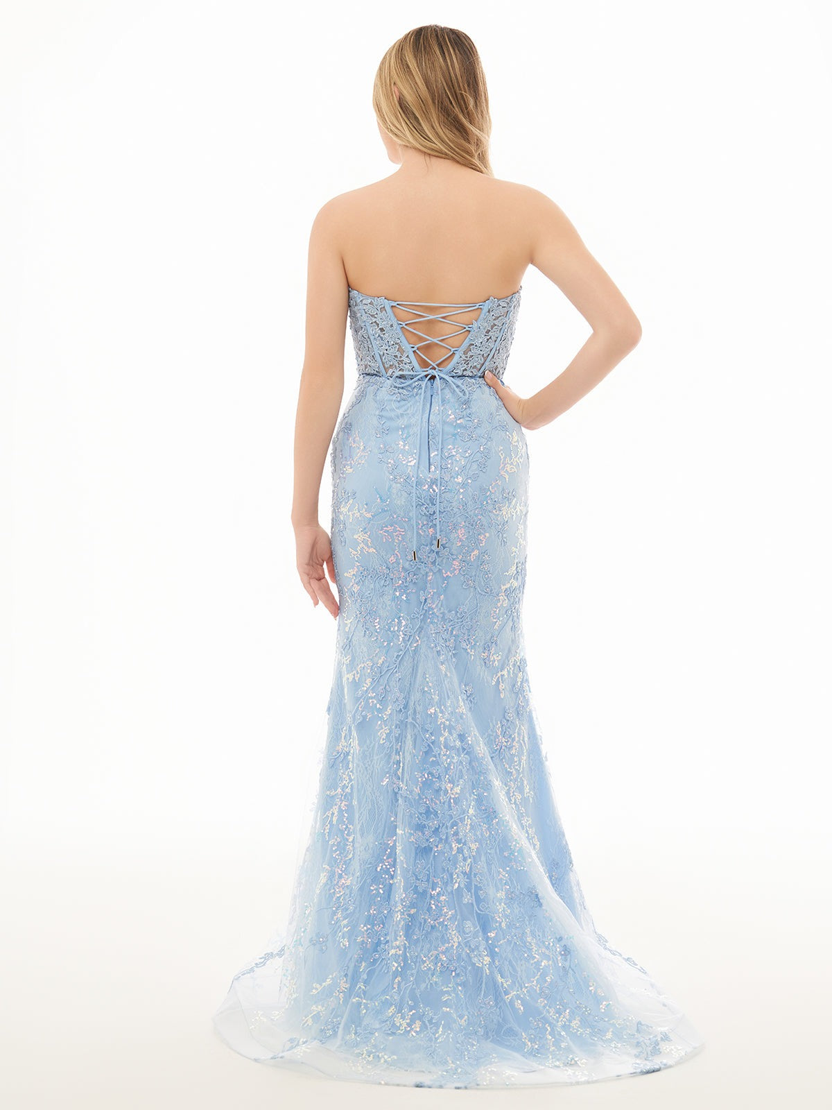 Black Strapless Lace Appliques Mermaid Long Prom Dresses