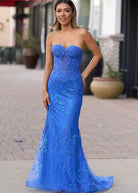 Terry | Black Sweetheart Lace Appliques Mermaid Long Prom Dresses - KissProm