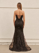 Terry | Black Sweetheart Lace Appliques Mermaid Long Prom Dresses - KissProm