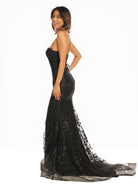 Terry | Black Sweetheart Lace Appliques Mermaid Long Prom Dresses - KissProm